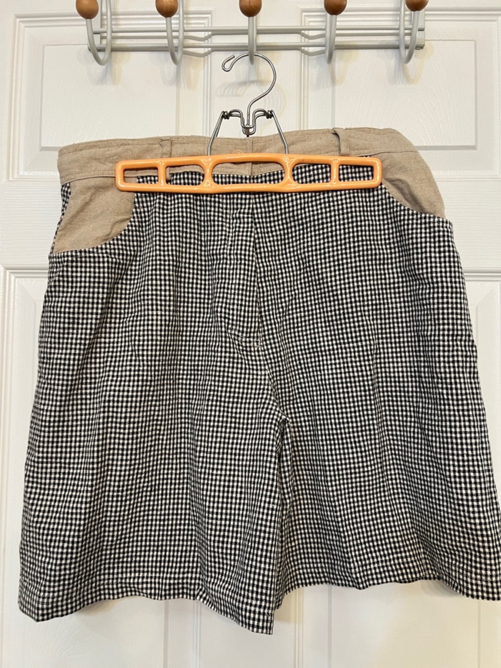 Beige & Black Gingham A-Line Women's Shorts size 10 by IB Diffusion